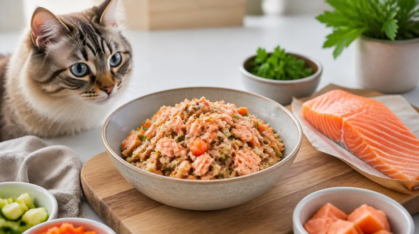 Homemade salmon cat food